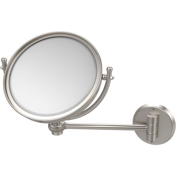 8-in Wall Mounted Make-Up Mirror 3X Magnification in Satin Nickel