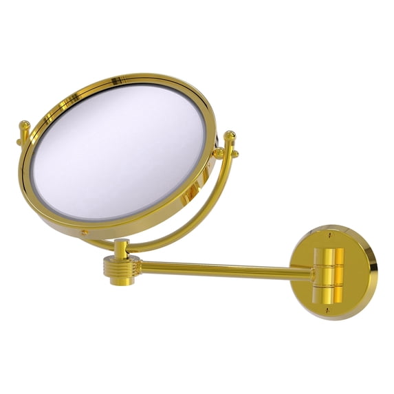 8-in Wall Mounted Make-Up Mirror 4X Magnification in Polished Brass