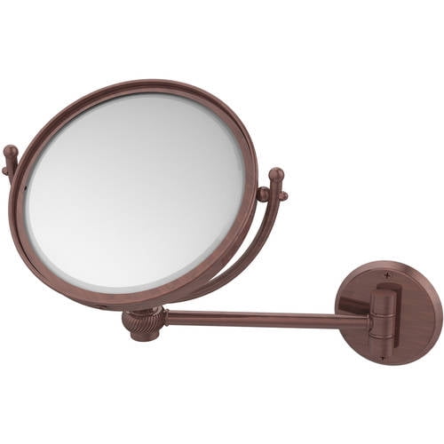 8-in Wall Mounted Make-Up Mirror 5X Magnification in Antique Copper