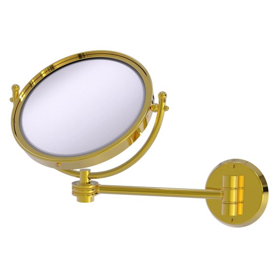 8-in Wall Mounted Make-Up Mirror 5X Magnification in Polished Brass