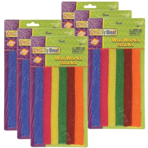 8 in. Wax Workssticks, Assortd Hot Colors - 48 Piece - 6 per Pack