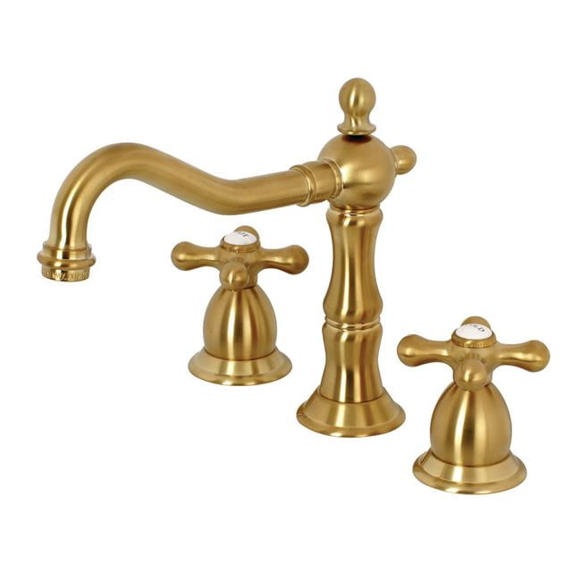 Heritage Brushed Brass 8" Widespread Bathroom Faucet with Pop-Up Drain