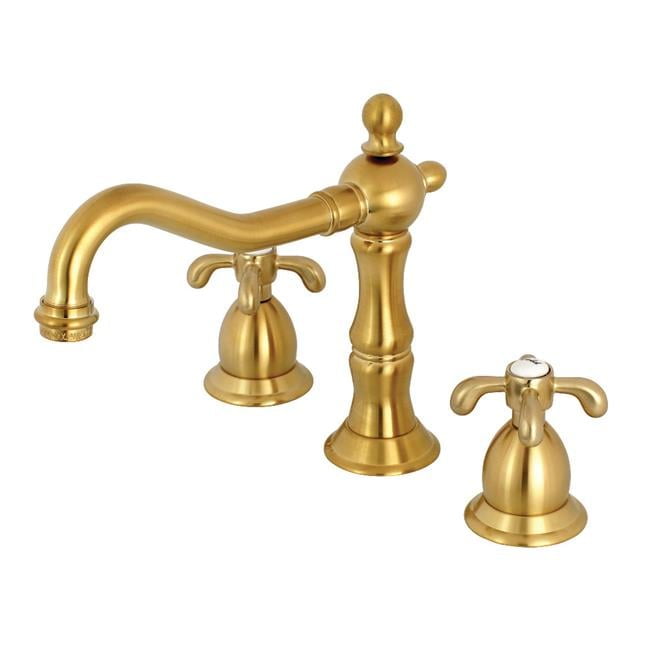 Heritage Brushed Brass 8" Widespread Bathroom Faucet with Pop-Up Drain