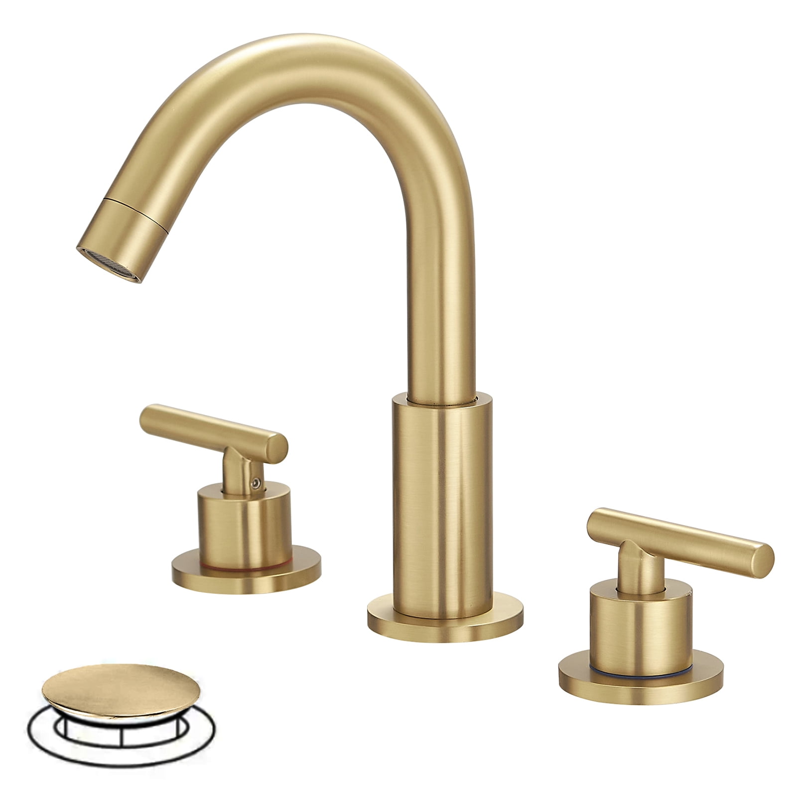 Brushed Gold 8 in. Widespread Double Handle High-Arc Bathroom Faucet