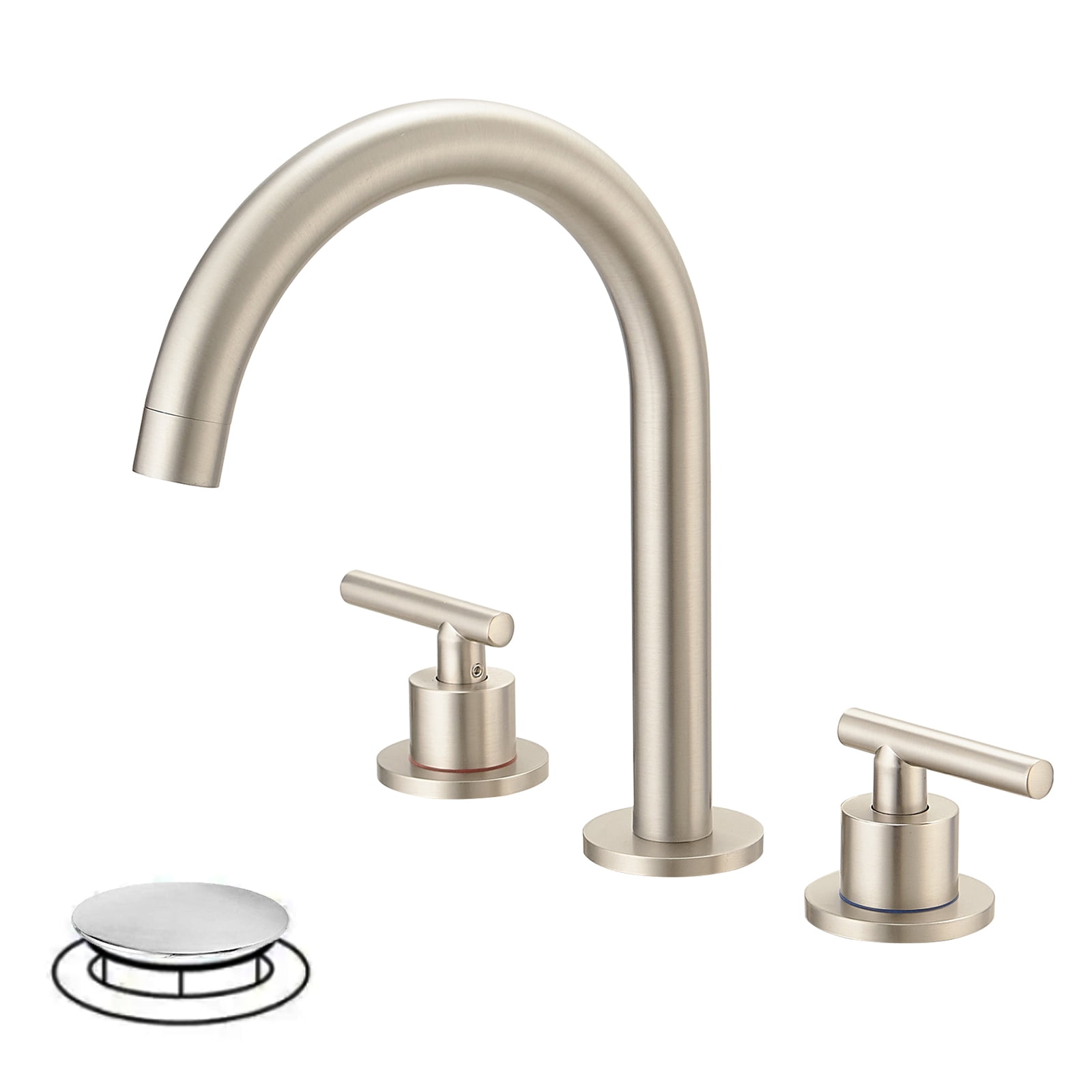 Brushed Nickel 8-Inch Widespread 2-Handle High-Arc Bathroom Faucet