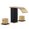 thumbnail image 1 of Wowow 8 in. Widespread Double Switch Waterfall Bathroom Faucet with Pop-up Drain in Black and Gold, 1 of 7