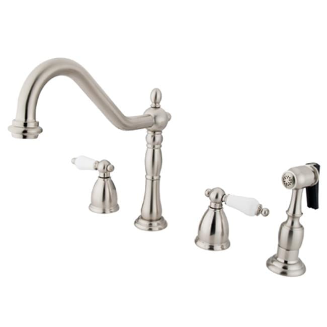 Heritage Elegance Brushed Nickel Double Handle Widespread Kitchen Faucet