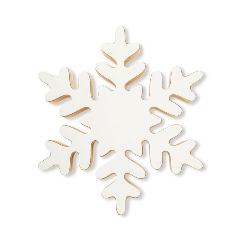 8 in x 7 in Large Wood Snowflake Christmas Decoration, White, by Holiday  Time 