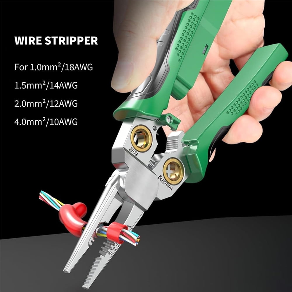 8 in1 Wire Stripper Twister for Cutting and Pulling Wires, Cable Scissors,Voltage Tester Pliers, 12V to 250V Live,Null,Hot Wire Judgment AC DC, Audible and Flashing LED Alarms