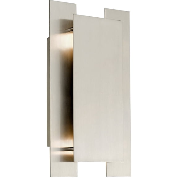 8 inch 2 Light Brushed Nickel ADA Wall Sconce with Brushed Nickel Metal Shade Shade