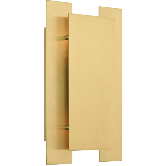 8 inch 2 Light Satin Brass ADA Wall Sconce with Satin Brass Solid Brass Shade Shade
