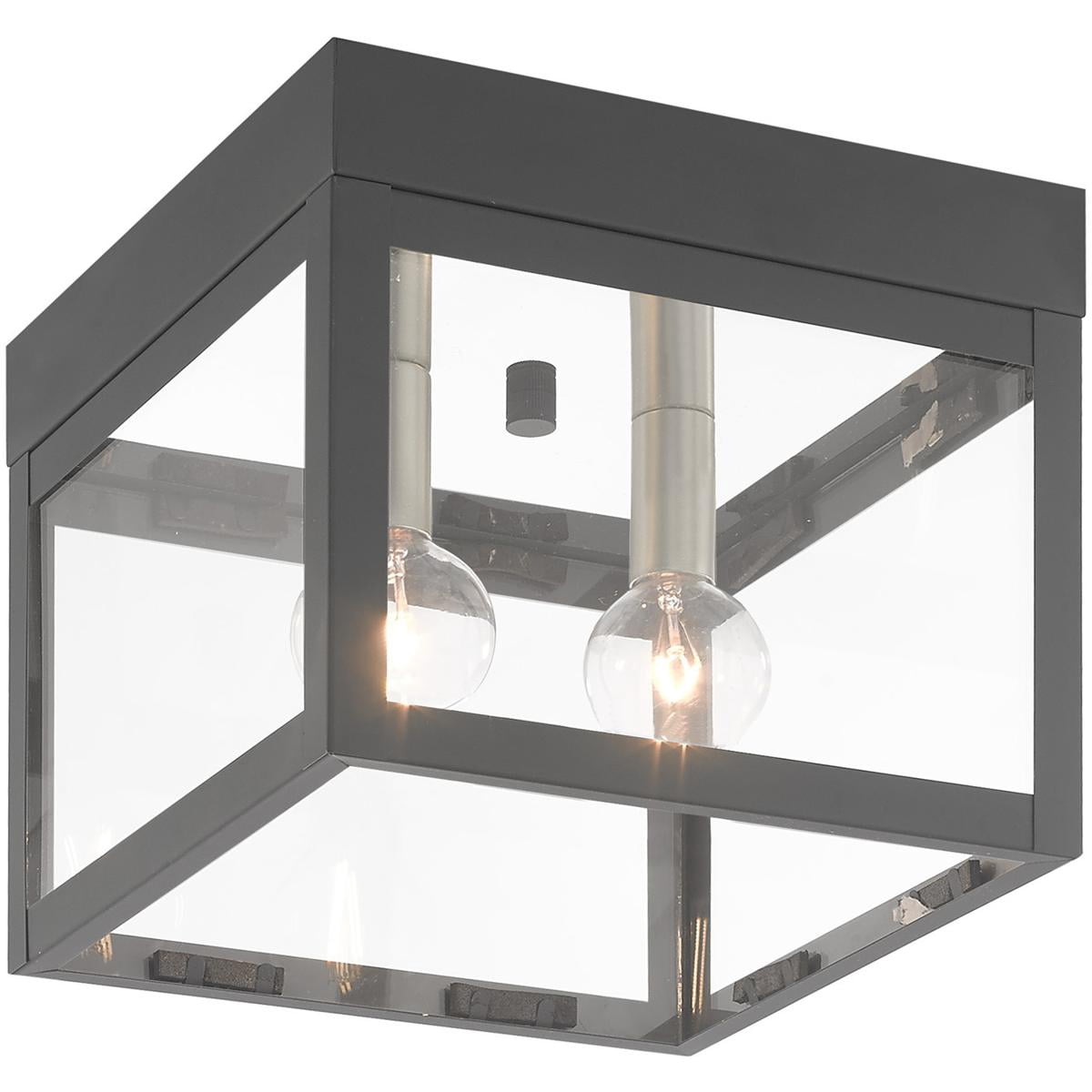 8 inch 2 Light Scandinavian Gray Outdoor Ceiling Light fixture with Clear Glass Shade