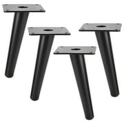 8 inch / 20cm Metal Furniture Legs, Btowin VCF 4Pcs Black Mid Century Modern Round Oblique Tapered Furniture Feet Brushed Nickel Finish for Cabinet Sofa Table Bed