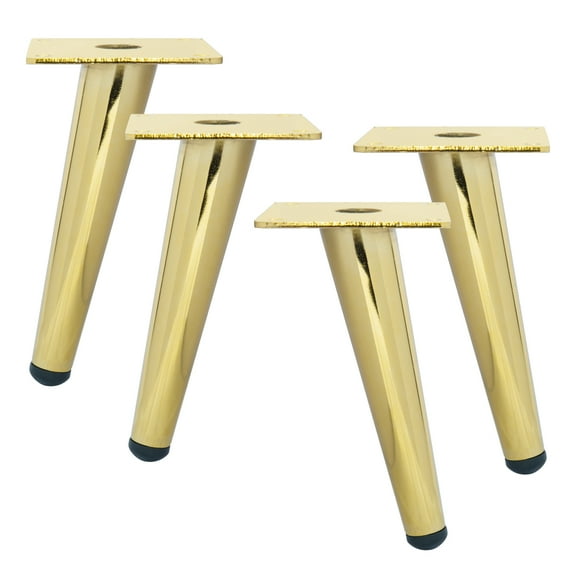8 inch / 20cm Metal Furniture Legs, Btowin VCF 4Pcs Gold Mid Century Modern Round Oblique Tapered Furniture Feet Brushed Nickel Finish for Cabinet Sofa Table Bed