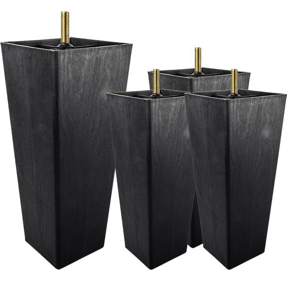 8 inch / 20cm Plastic Furniture Legs, Tchosuz Pack of 4 Mid Century Modern Plastic Light Pyramid Wood Grain Replacement Feet with M8 Hanger Bolts & T-Nuts for Sofa Couch Bed Riser