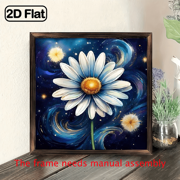 8-inch 2D flat "Abstract Star Empty Flower" wooden frame painting. Installation is simple. It is suitable for wall decoration signs and plaques in homes, etc. It is an ideal gift for housewarming.