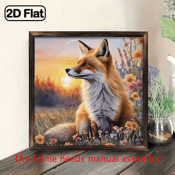 8-inch 2D flat "Alluring Fox" theme wooden frame painting, suitable for wall decoration signs and plaques in homes, offices, restaurants and other places. It can be a very perfect gift.