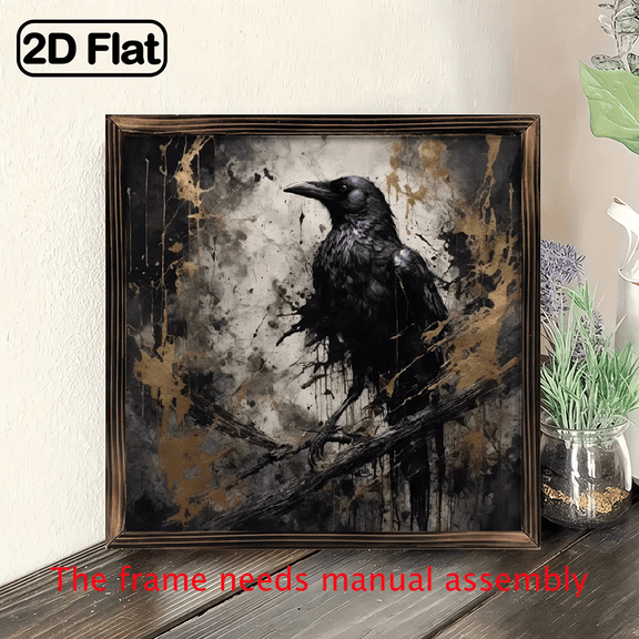 8-inch 2D flat "Black Crow" theme wooden frame painting. Suitable for wall decoration signs and plaques in homes, offices, restaurants and other places. It can be a very perfect gift.