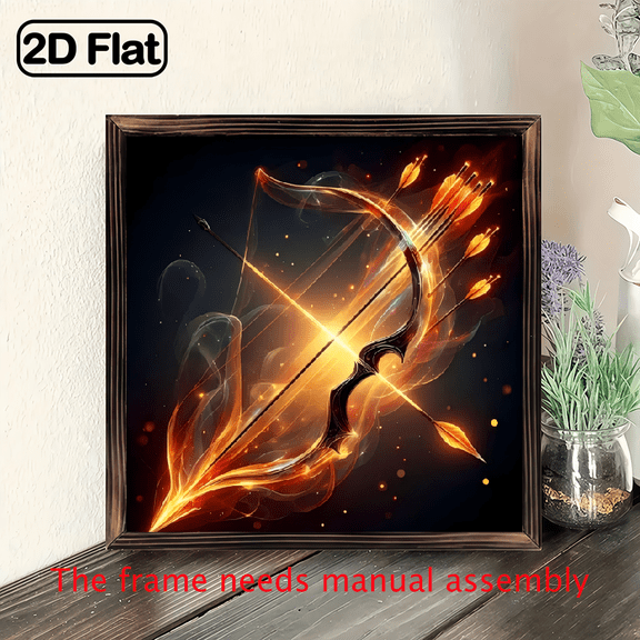 8-inch 2D flat "Blazing Sword" wooden frame painting, easy to install, can be used as multi-scenario wall decorative signs and plaques, making it an ideal gift for Christmas and New Year.