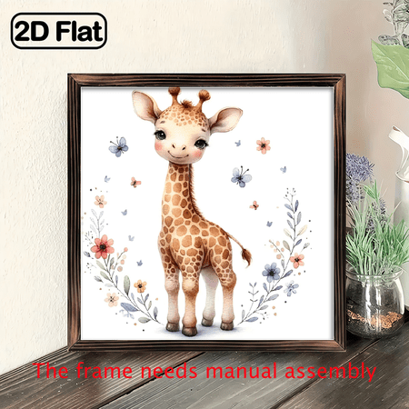 8-inch 2D flat "Cartoon Giraffe" theme wooden frame painting. Suitable for wall decoration signs and plaques in homes, offices, restaurants and other places. It can be a very perfect gift.