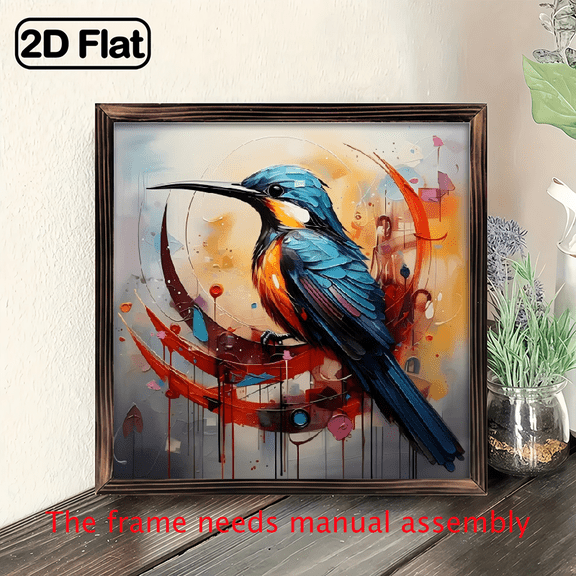 An 8-inch 2D flat "Doodle Bird" themed wooden frame painting, suitable for wall decoration signs and plaques in homes, offices, restaurants and other places. It can be a very perfect gift.