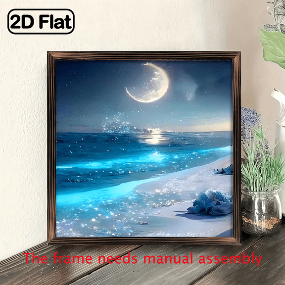 8-inch 2D flat "Dreaming Sea Surface" wooden frame painting, easy to install, can be used as multi-scenario wall decorative signs and plaques, making it an ideal gift for Christmas and New Year.