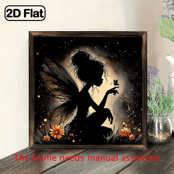 8-inch 2D flat "Elf Shadow" theme wooden frame painting, suitable for wall decoration signs and plaques in homes, offices, restaurants and other places. It can be a very perfect gift.
