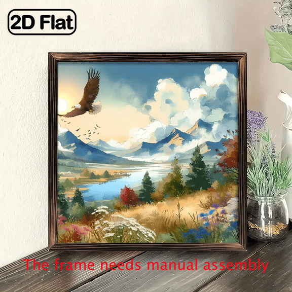8-inch 2D flat "Falcon" wooden frame painting. Easy to install. Suitable for wall decoration signs and plaques in homes, etc. It is an ideal gift for festivals.
