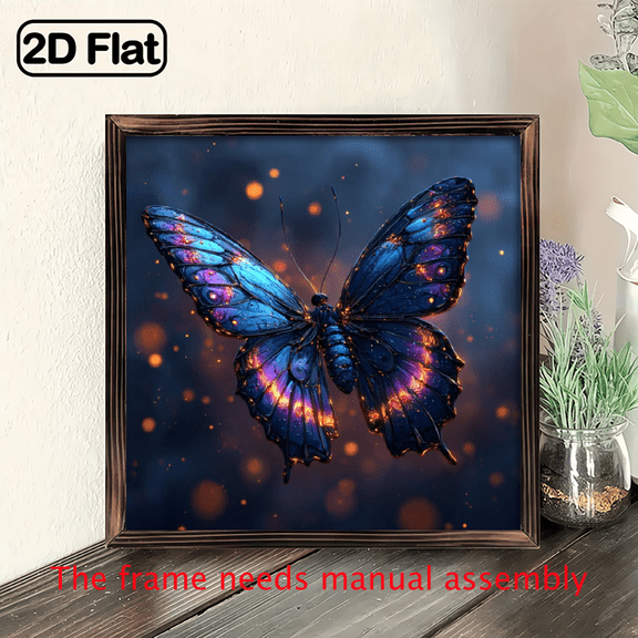 8-inch 2D flat "Fantasy Butterfly" theme wooden frame painting, suitable for wall decoration signs and plaques in homes, offices, restaurants and other places. It can be a very perfect gift.