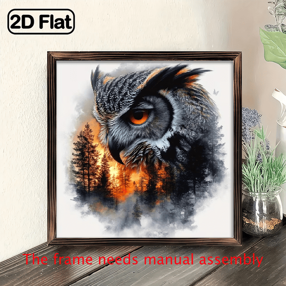 8-inch 2D flat "Forest Eagle King" wooden frame painting, easy to install, can be used as multi-scenario wall decorative signs and plaques, and is an ideal gift for various festivals.