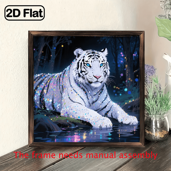 8-inch 2D flat "Forest Tiger" themed wooden frame painting. Suitable for wall decoration signs and plaques in homes, offices, restaurants and other places. It can be a very perfect gift.