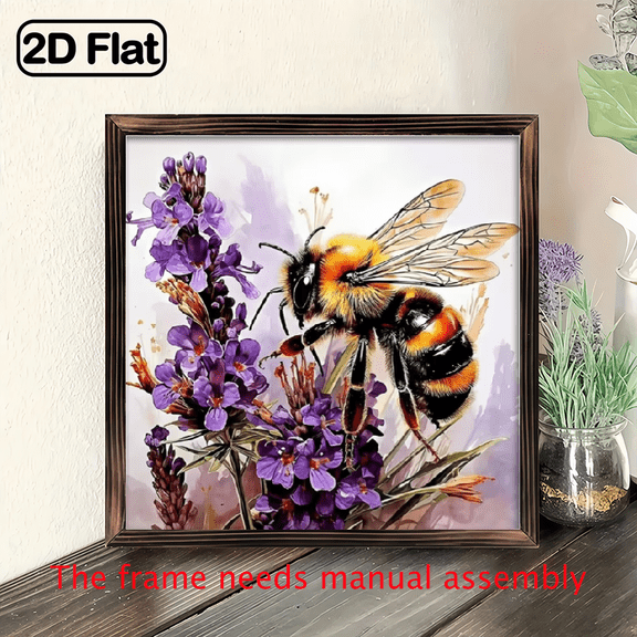 8-inch 2D flat "Hardworking Bee" wooden frame painting. Installation is simple. It is suitable for wall decoration signs and plaques in homes, etc. It is an ideal gift for celebrations.