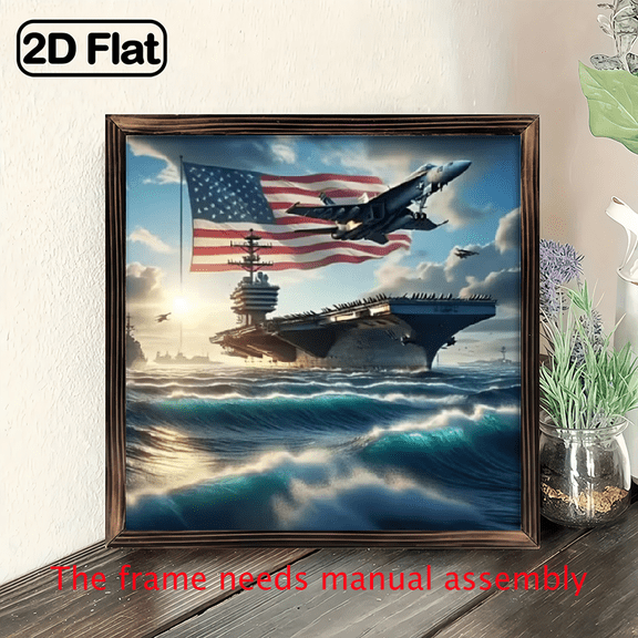 8-inch 2D flat "Naval Warship" wooden frame painting. Installation is simple. It is suitable for wall decoration signs and plaques in homes, etc. It is an ideal gift for celebrations.