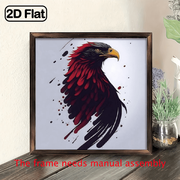 8-inch 2D flat "Red Eagle" theme wooden frame painting, suitable for wall decoration signs and plaques in homes, offices, restaurants and other places. It can be a very perfect gift.