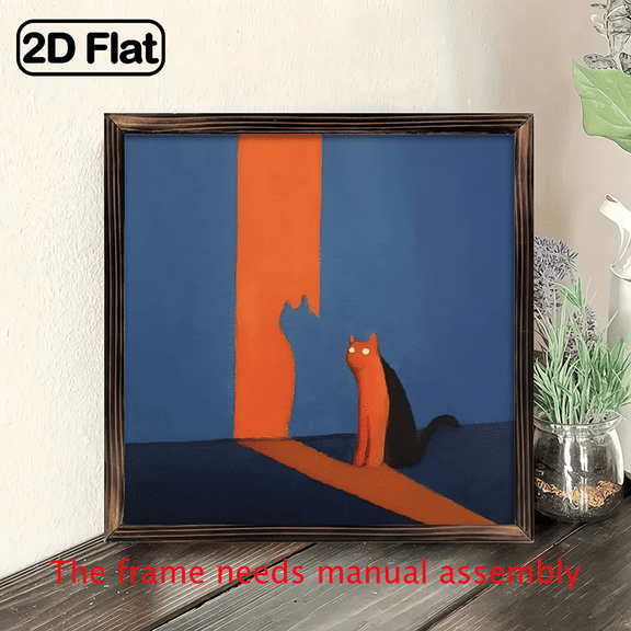 8-inch 2D flat "Sunshine Cat Shadow" wooden frame painting. Installation is simple. It is suitable for wall decoration signs and plaques in homes, etc. It is an ideal gift for festivals.