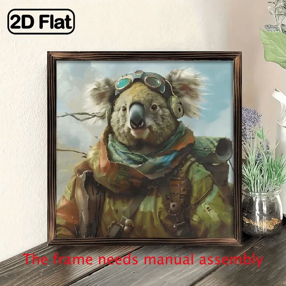 8-inch 2D flat "The Traveling Koala" themed wooden frame painting, suitable for wall decoration signs and plaques in homes, offices, restaurants and other places. It can be a very perfect gift.