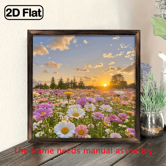 8-inch 2D flat "Wild Garden" wooden frame painting, easy to install, can be used as decorative signs and plaques for multiple wall scenes, making it an ideal gift for festivals.