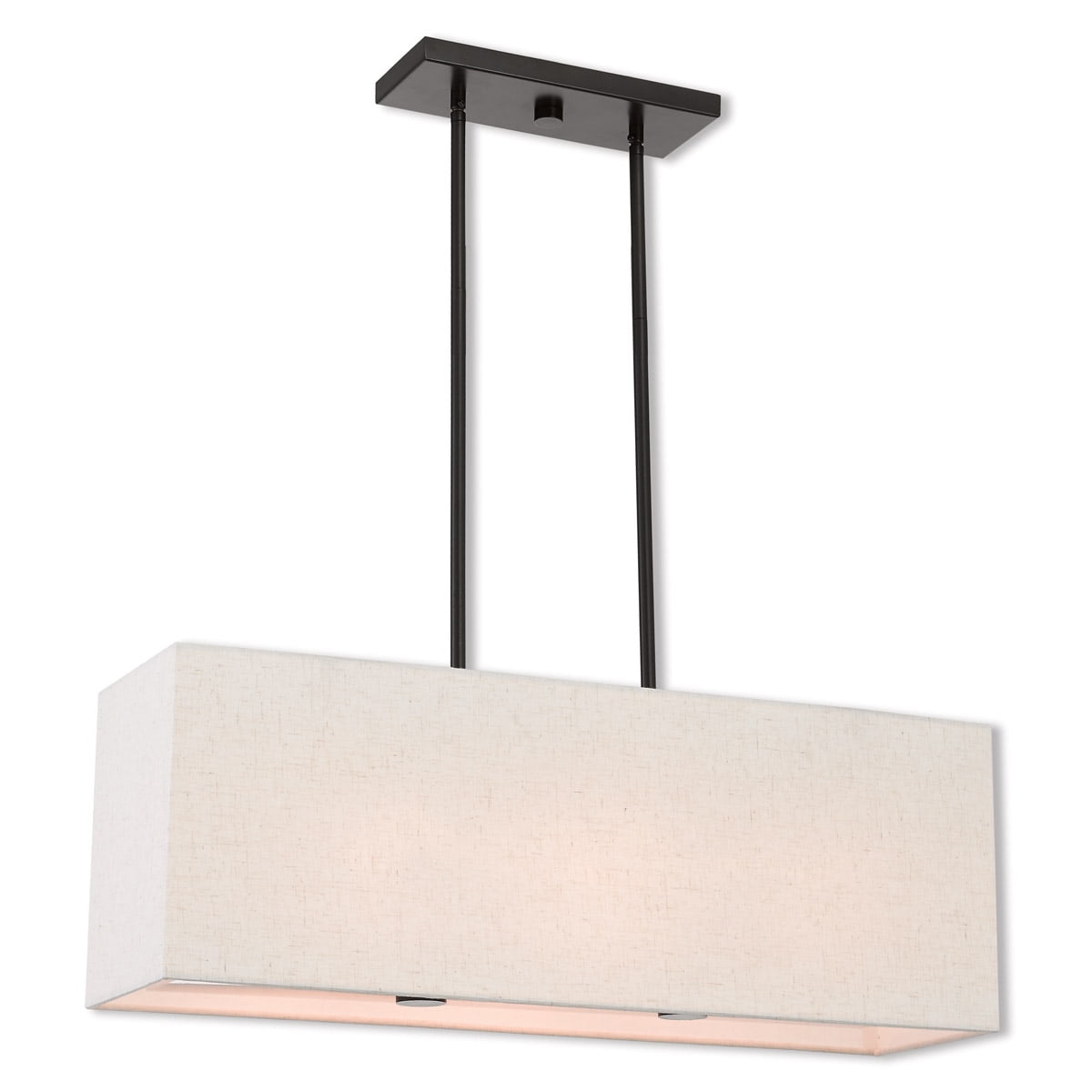 Summit 3-Light English Bronze Linear Chandelier with Off-White Shade