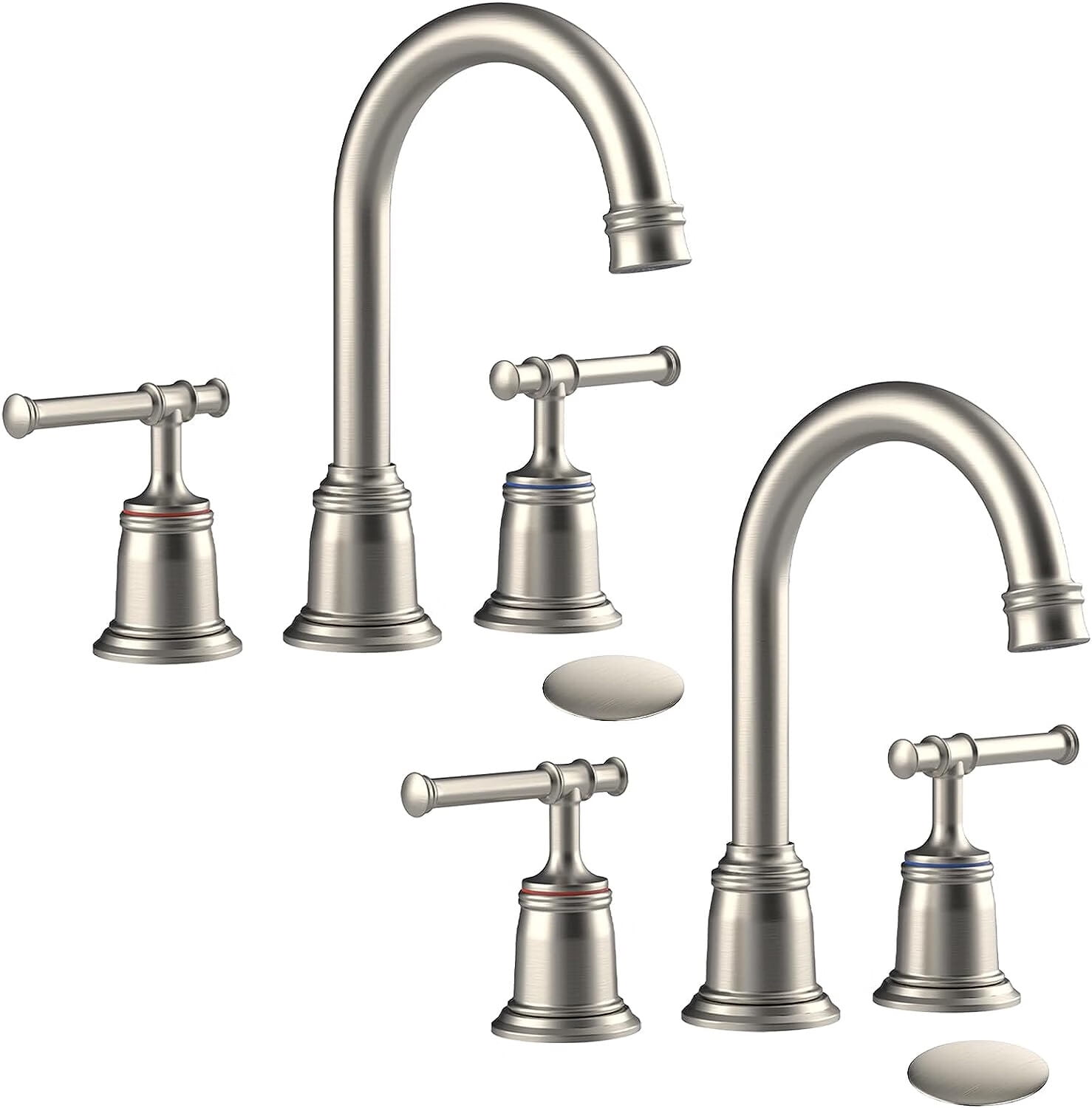 Classical Brushed Nickel 8 Inch Widespread Bathroom Faucet Set