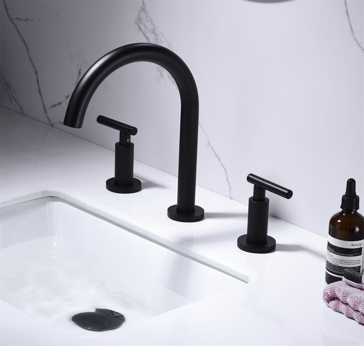 8 inch Bathroom Faucet Widespread,Bathroom Faucet Double Handle High Arc Widespread Bathroom ...