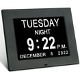 8 inch Black Digital Calendar Day ClockExtra Large Impaired Vision