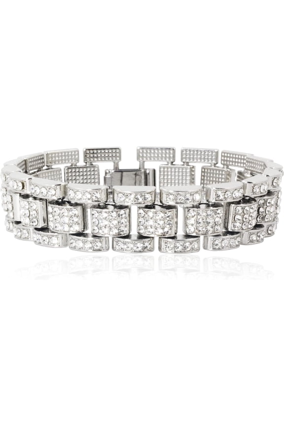 8 inch Bling Cuban Link Bracelet For Men Women Gold Plated Copper Hip Hop Cubic Zircon Iced Out Bracelets Gift Jewelry