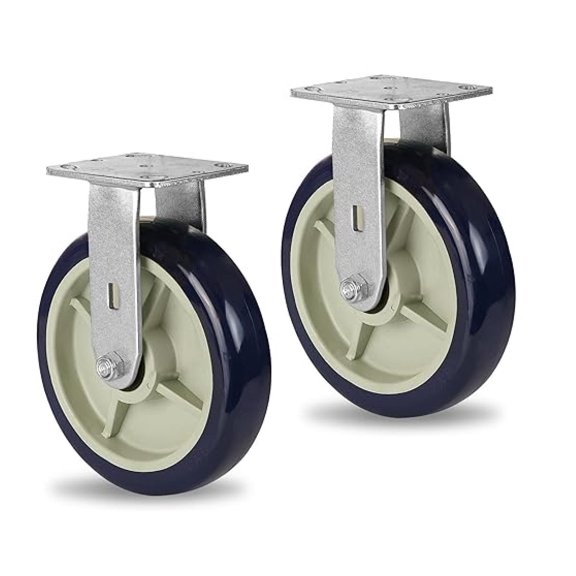 8 inch Caster Wheel, Pro-Tech Exta Polyurethane on Polypropylene Casters, Heavy Duty Casters with 1200 lb Capacity, Caster Wheels for Cart Workbench Furniture(2 Rigid)