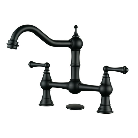 8 inch Centerset Bridge Faucet for Kitchen Sink in Matte Black