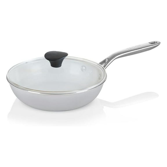 8-inch Ceramic Nonstick Frying Pan, Heavy-Gauge Aluminum, Induction Compatible, with Cover, Made in Korea