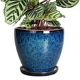 thumbnail image 1 of Ordivic 8 Inch Medium Reactive Glaze Ceramic Planter with Drainage Hole & Saucer, Indoor Outdoor Large Flower Pot for Houseplants, 1 of 6
