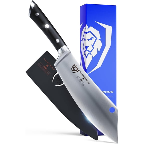 8 inch Chef & Cleaver Knife - Gladiator Series Elite - German HC Steel - Hybrid Razor Sharp Kitchen Knife - Black G10 Handle - w/Sheath - NSF Certified