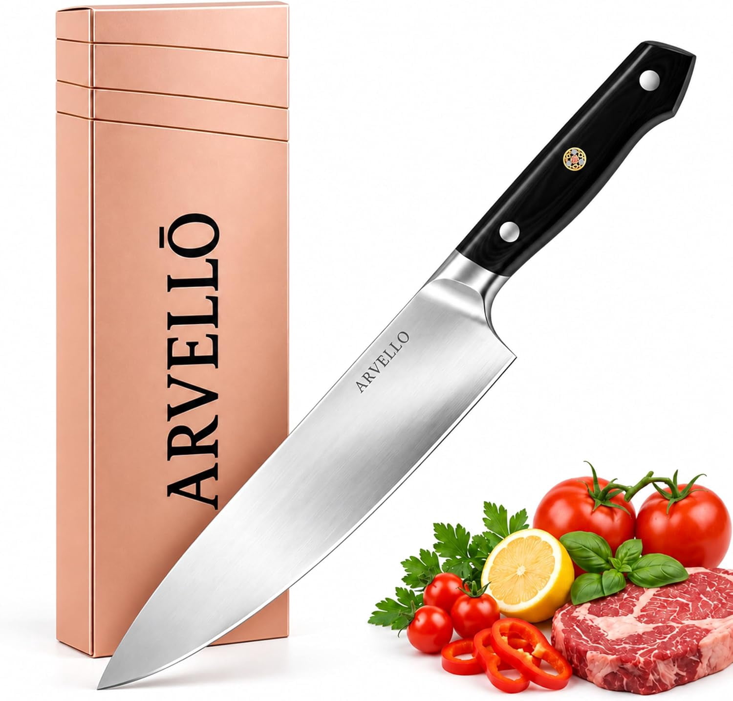 8-inch Chef Knife, German High Carbon Stainless Steel Kitchen Knife ...