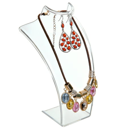 8-inch Clear Acrylic Necklace & Earring Jewelry 3D Bust Display Stand, MyGift