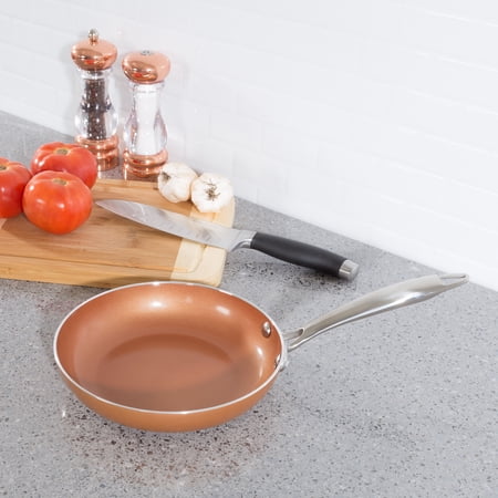 8 inch Double Layer Non-stick Frying Pan with Copper Colored Finish-Saute, Omelet, Skillet Dishwasher Safe Allumi-shield Cookware by Classic Cuisine